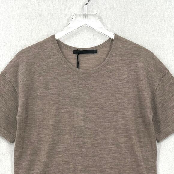 JENNI KAYNE Cashmere Tee Women XS Taupe Brown Short Sleeve Crew Lightweight NEW - Picture 6 of 15